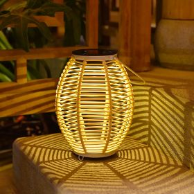 Outdoor Courtyard Garden Lawn Solar Energy Rattan-weaved Ceiling Lamp