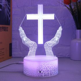 Cross 3D Small Night Lamp Colorful Touch LED Table Lamp Living Room Ambience Light