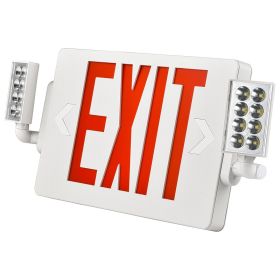 Led Exit & Emergency Light Combo | Single & Double Face | Red Letters | 3.6V NiMH Battery | 120277V | UL Listed (Pack Of 2)