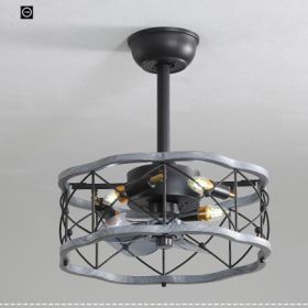 Idyllic American Fan Lamp Nordic Minimalist Dining Room (Option: Grey wood 45in diameter-220V)