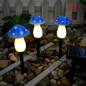 Plastics Solar Mushroom Night Light Outdoor Courtyard Garden Balcony Layout Lawn Waterproof Landscape Decoration Colorful Light (Option: B blue x3)