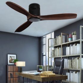 Black Industrial Lightless Living Room, Dining Room, Minimalist Retro Wood Remote Control Electric Fan Light (Option: D)