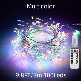 1pc; Fairy Lights Led Firecracker Lights 8 Twinkling Modes USB Remote With Timer Waterproof Cluster Starry String Lights (Color: Multicolor)