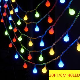 1pc Circular String Lights; Battery Powered; 20ft 40 LEDs; Twinkle Lights With Indoor/Outdoor Waterproof Ball-shape String Lights For Bedroom (Color: Multicolor)