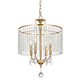 4 - Light Dimmable Crystal Chandelier (Color: Gold)