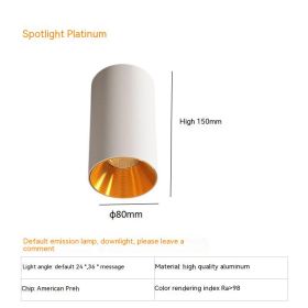 Thigh High Anti-glare Punch Free Ceiling Living Room Aisle Surface Mounted Spotlight (Option: 10w White Light 5700k-Platinum)