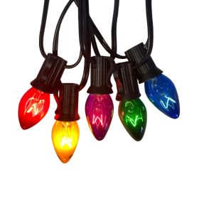 C7 Multi-color Christmas Decorative Lights; 28 Feet Retro Christmas Tree Lamps; Outdoor Roof Line String Lights; 27 Light Bulbs (Color: 28FT-Colored Bulb)